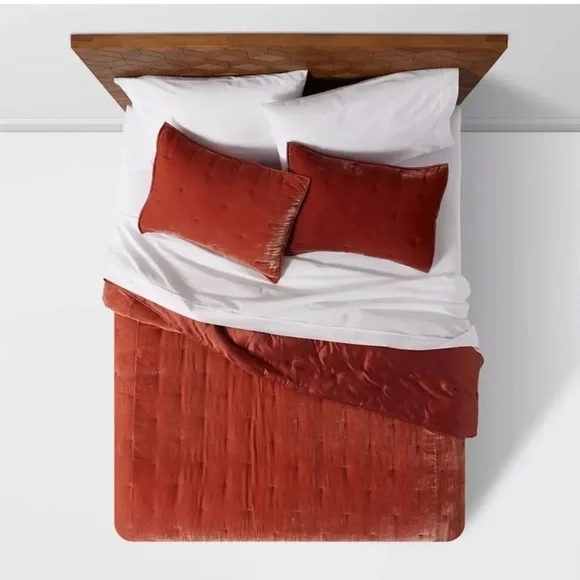 Opal house burnt orange velvet comforter  queen size