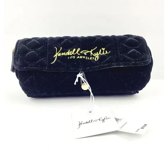 Kendall + Kylie Black Fold over‎ Pouch with Brush Organizer
