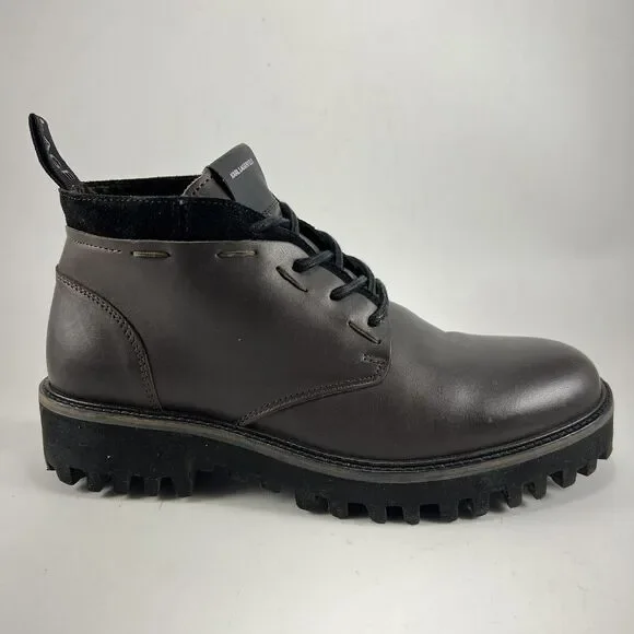 Karl Lagerfeld Paris Chukka Boots Mens Size 7 Brown Leather Chunky Lug Soles