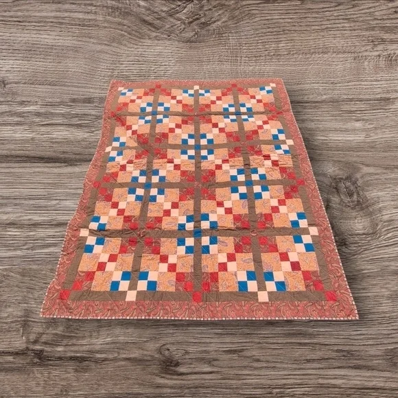 Handmade Brown/Red Tone Quilt  63