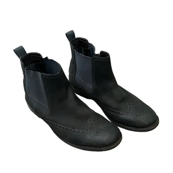 Clarks Garnet Wingtip Chelsea Boot Dark Grey Leather 11 M