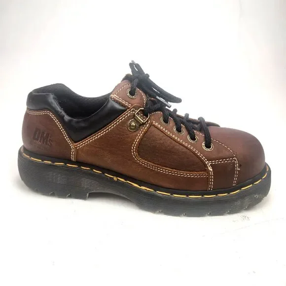 Y2K Dr Martens Industrial Steel Toe Safety Work Shoes Made In England Sz 9 EUC