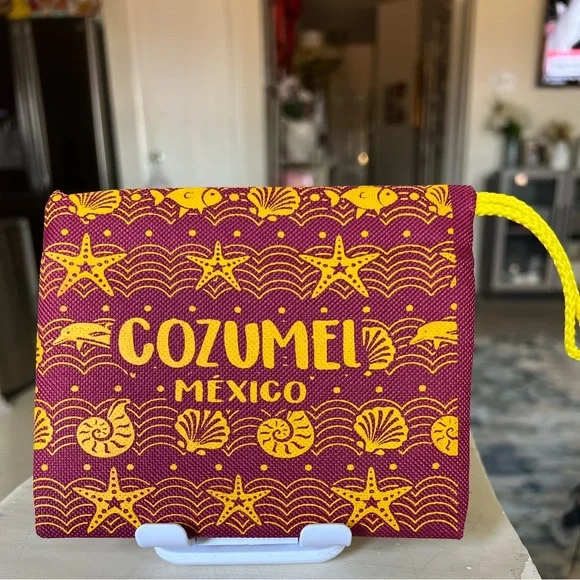Cozumel Caribbean Vibes Pouch – Red & Yellow Cozumel Mexico Souvenir Pouch