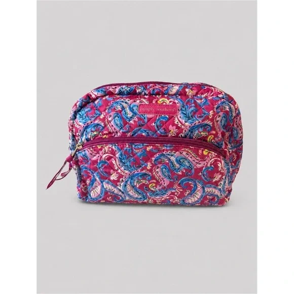 Simply Southern Large Cosmetic Bag Vacation Pink Paisley