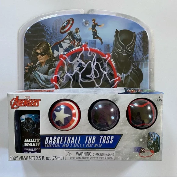 Marvel AVENGERS Bath Set Basketball Tub Toss Bath Game & Body Wash Set 5 pc set