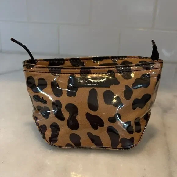 Kate Spade Travel Bag Ocelot Leopard Cheetah Animal Print Cosmetic Case Pouch