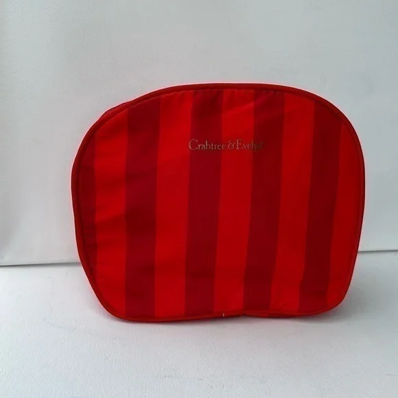 Crabtree & Evelyn Makeup Cosmetics Bag Red Striped Zipper NWOT