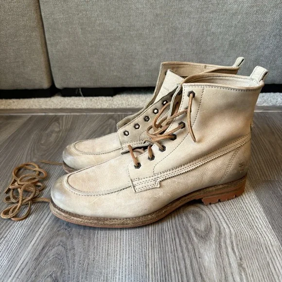 Frye Phillip Lug Workboot 87828 Mens 11.5 D Cement Leather Lace Up Boots