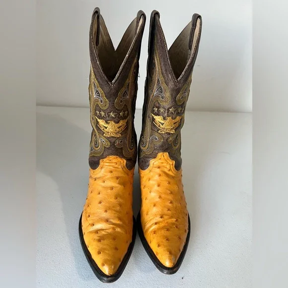 El General Genuine Ostrich Size 8.5 Boots + Matching Belt Wester Cowboy Men’s