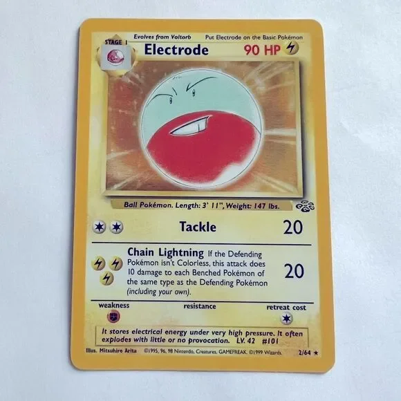 Vintage Pokemon Halo Electrode #2/64 Gamefreak 1999 Wizards Card
