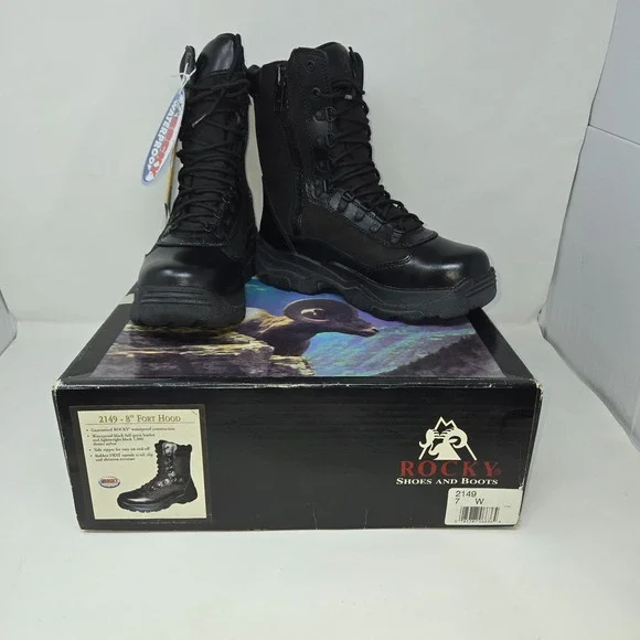 Rocky 8 Fort Hood Waterproof Duty 2149 Men's Boots Black Leather Style Size 7W