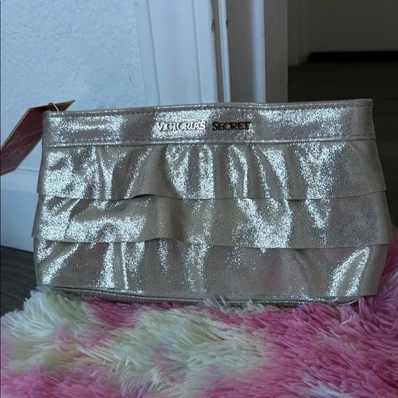 Victoria's‎ Secret Gold Ruffled Cosmetic Bag