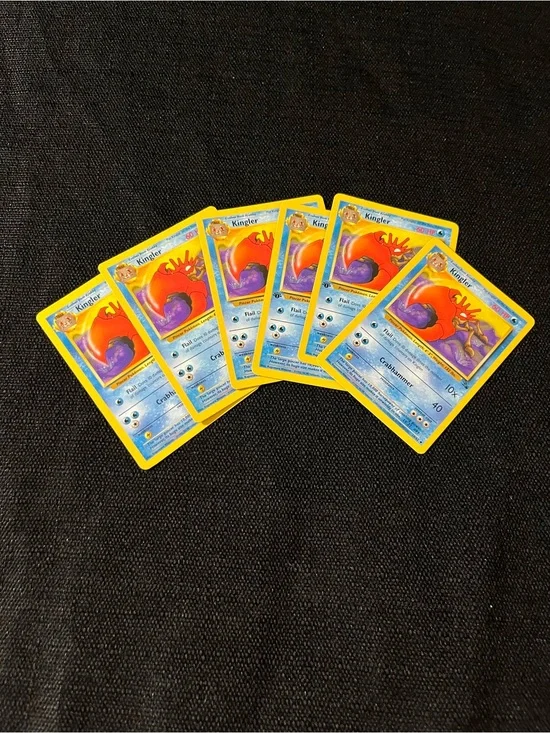 Set of 6 Kingler Pokémon Cards  Mint Fossil 38/62 level 27 #99