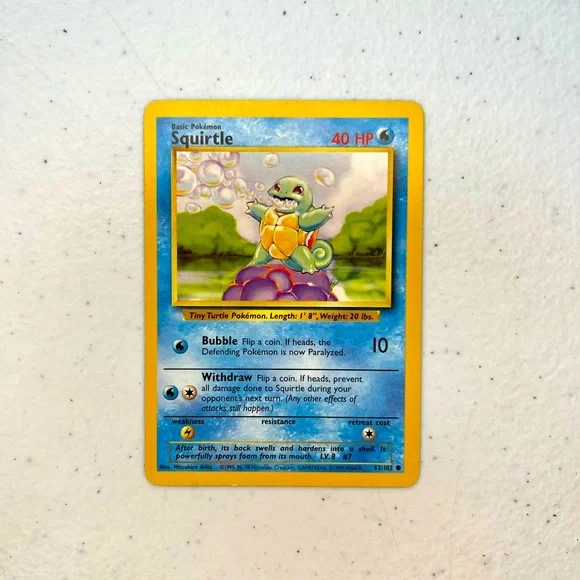Vintage Squirtle Pokémon Card Gamefreak Wizards 1999