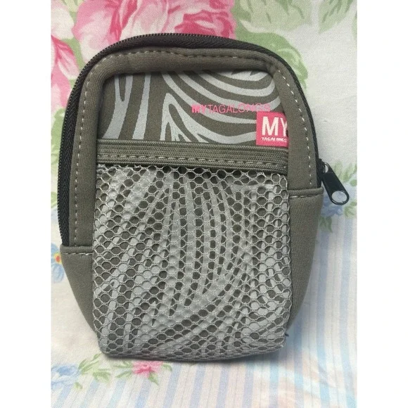 MYTAGALONGS Gray Travel Pouch‎ Phone Holder Case Mesh Pocket Belt Strap 4x5