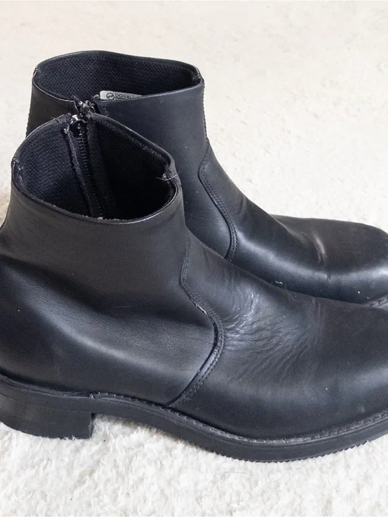 Double H Black Side Zip Biker Boots Oil Resistant Soles Size 11.5D