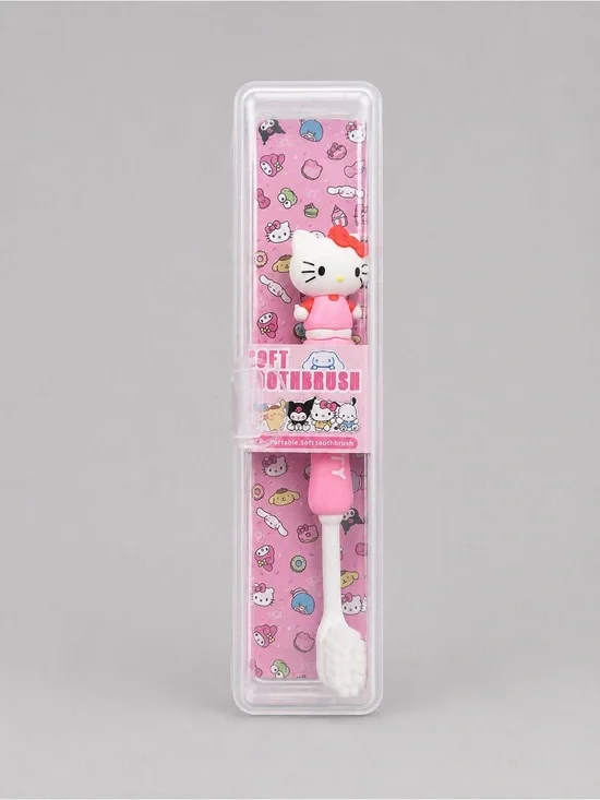 Hello Kitty Pink Travel Toothbrush with Character Top