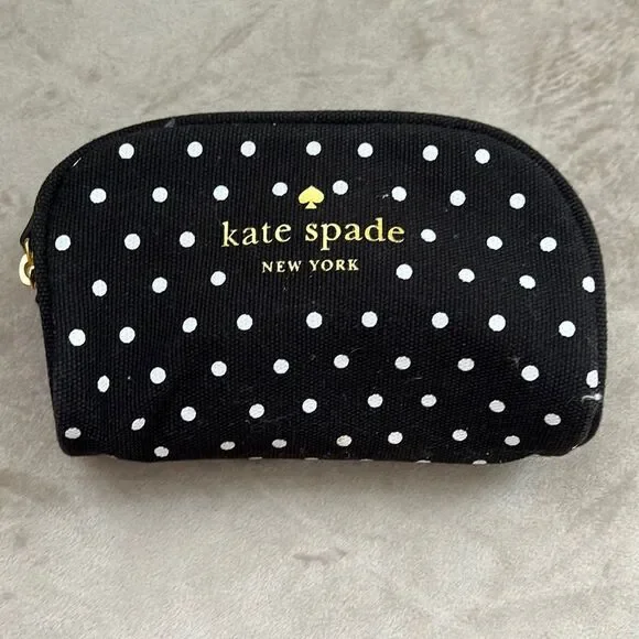 *Kate Spade* Canvas Polka Dot Cosmetic Pouch EUC
