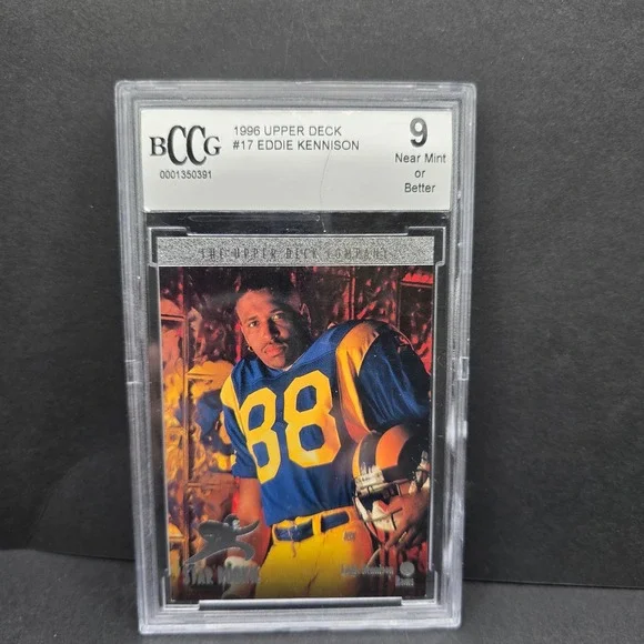 Upper Deck Eddie Kennison Football Card St. Louis Rams 1996 Star Rookie BCCG 9