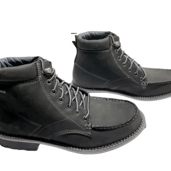 NEW EDDIE BAUER Severson Moc Toe #19 Boots Size 11 Lace-Up Black Comfort Ankle