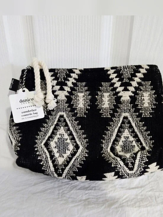 Danica Studio Wanderlust Cosmetic Bag NWT Woven Boho Aztec Zip Pouch