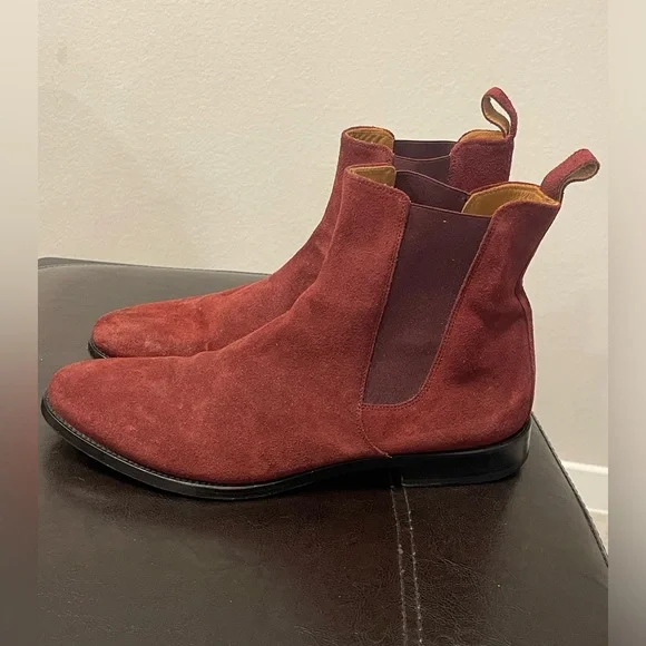 ORO Los Angeles Suede Granada Chelsea Boot in Burgundy US 11