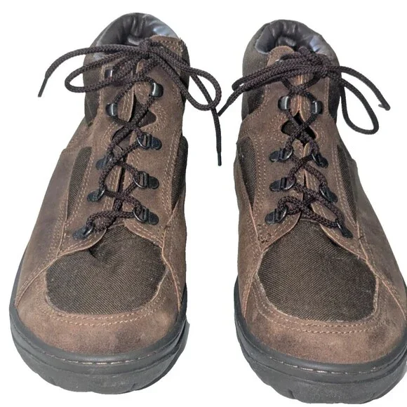 Vintage Florsheim Outdoorsman Men's Hiking Boots 12D Dark Brown leather & Canvas