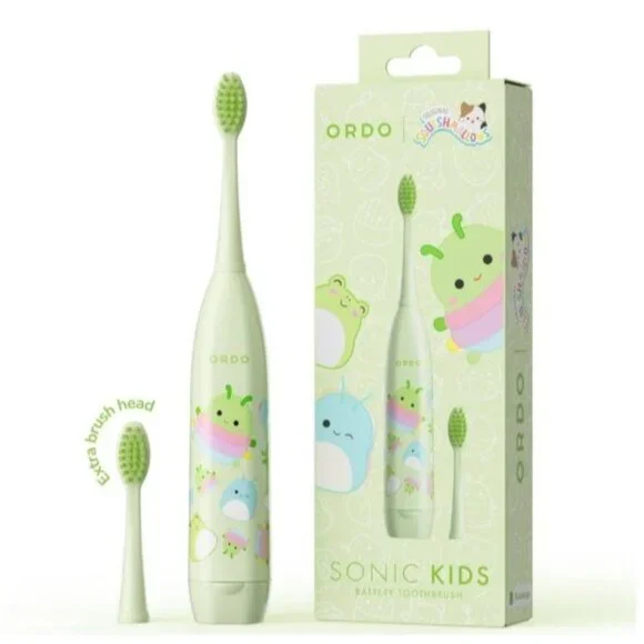 Ordo Sonic Kids Battery Toothbrush with Extra Brush Rutabaga Green NEW