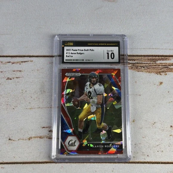 2021 Panini Prizm Draft Picks Aaron Rodgers #15 Red Ice CSG 10 Cert 1027881172