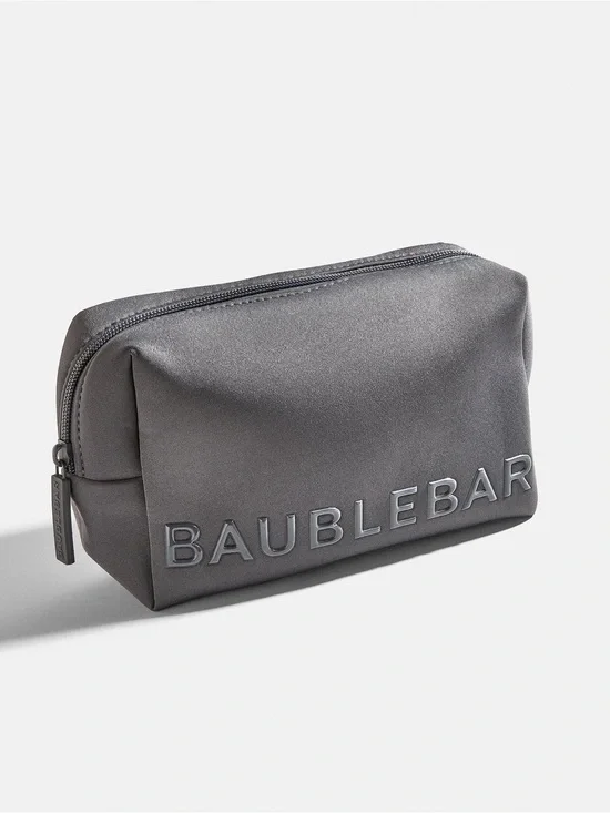 BaubleBar Heather Gray Neoprene Take It Away Storage Pouch Travel Cosmetic Bag