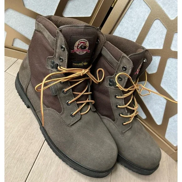 Brahma Men Work Utility Boots Sz 14 Steel Toe Leather Oil And Slip Resistant