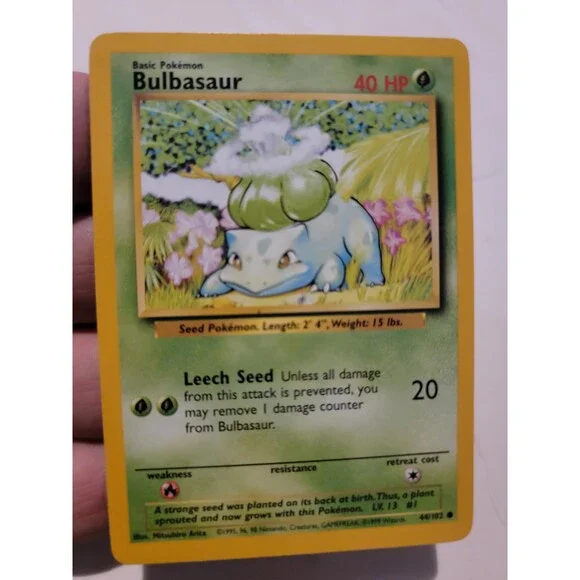 Pokemon TCG Card Vintage 1999 WOTC Game Freak Nintendo Wizards 90s Bulbasaur