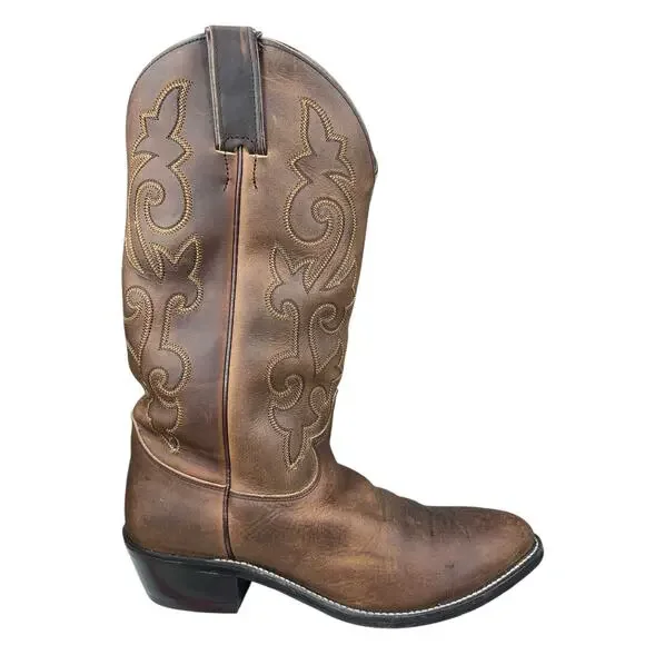 Justin Men's Brown Leather Western Cowboy Boot Size US 8 EE