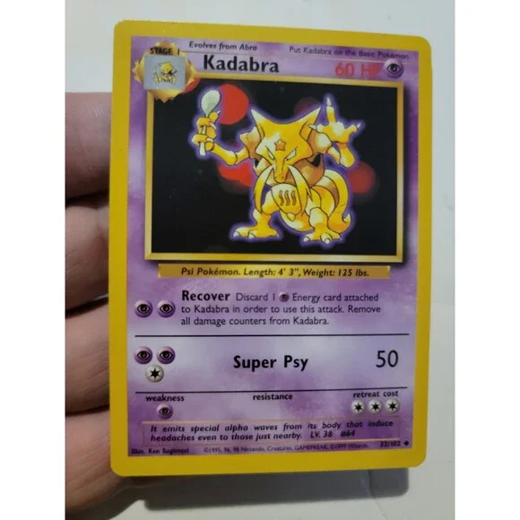 Pokemon TCG Card Vintage 1999 WOTC Game Freak Nintendo Wizards 90s Kadabra
