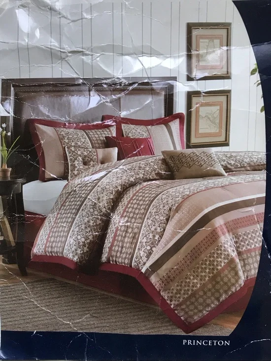 Sears Princeton 7 Piece Bed Set King Woven Jacquard Comforter Sham Skirt Pillows