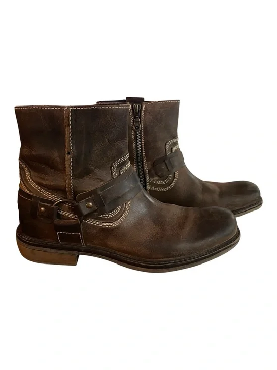 ROAN by BED STU Native II Brown Distressed Leather Harness Moto Boots Mens 9