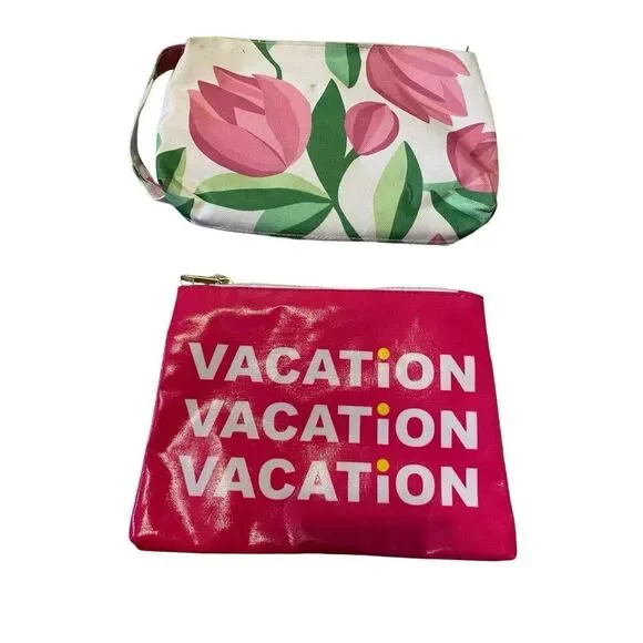 Lot of 2 Cosmetics Travel Bags Vacation Makeup Case Toiletry Beauty