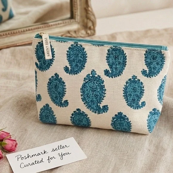 ESTEE LAUDER RARE MAKEUP BAG Brand New Blue Vintage