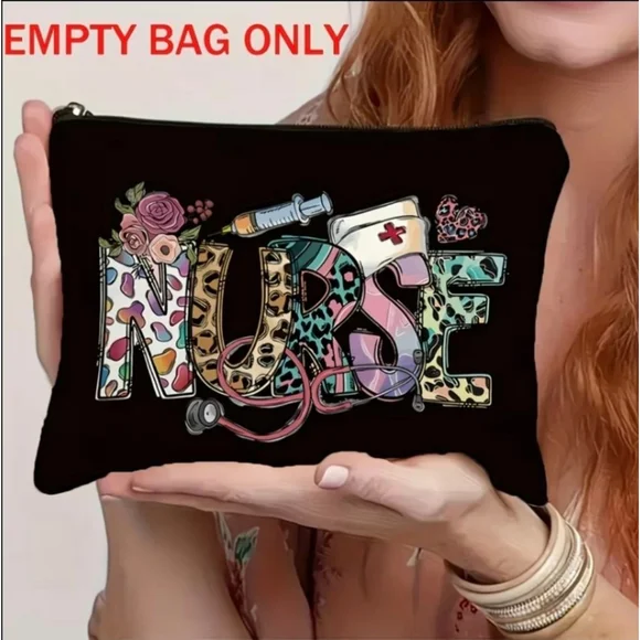 Women's Nurse Graphic Cosmetic Bag One Size Black Multi-color