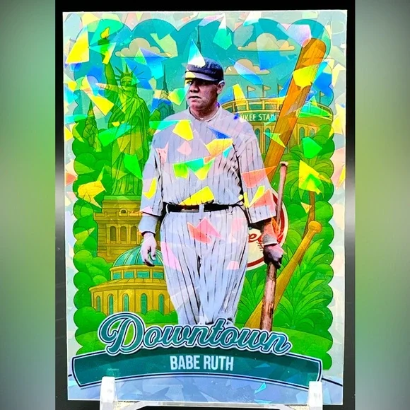 Babe Ruth SP Downtown Cracked Ice Holographic Custom Trading Card NY Yankees