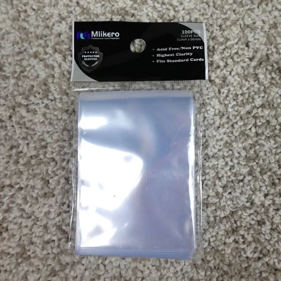 Mlikero 100ct Standard Card Protector Sleeves Clear Acid Free Non-PVC 91x66mm