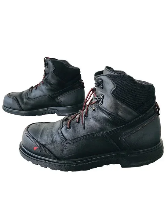 Red Wing Safety Toe Waterproof Work Boots Mens Sz 10 Black Leather 2400 EH