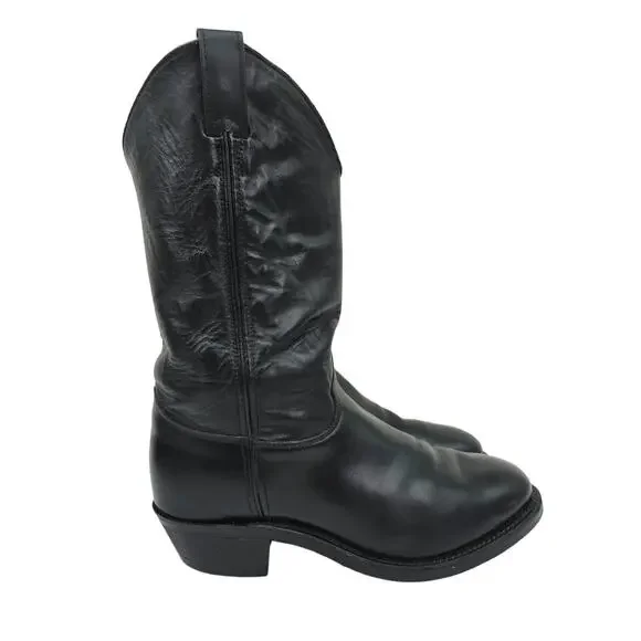Vintage Men's Western Cowboy Boots Leather Black 9 Wide