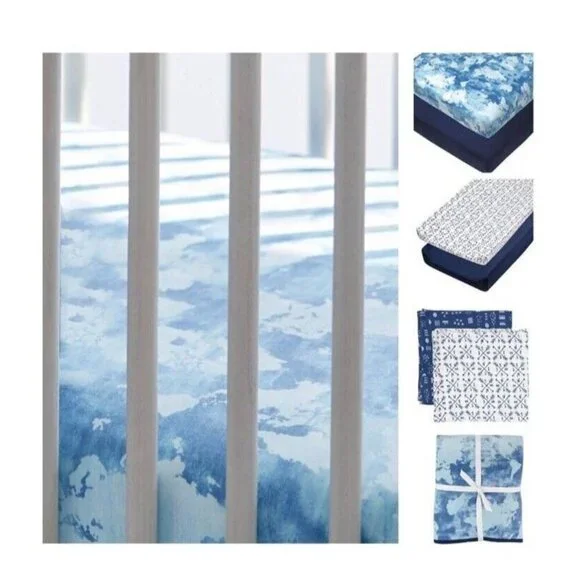 Honest Baby Organic Cotton Bedding Set‎ Blue Water Color World 7 pc Set