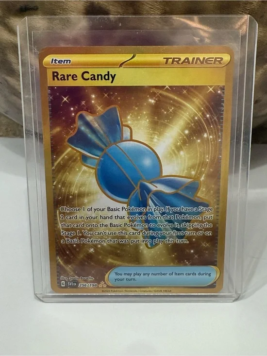 Pokemon Rare Candy Trainer Card - Blue, Gold
