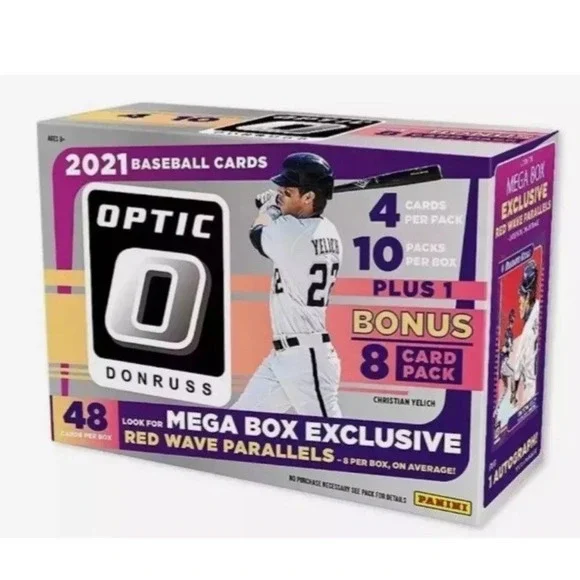 NEW! 2021 Panini Donruss Optic MLB Baseball Card Mega Box Auto Red Wave Parallel