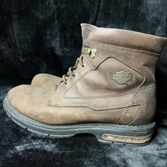 Harley-Davidson 94174 Mens US 13 Motorcycles Boots Brown Leather Ankle Lace‎ Up
