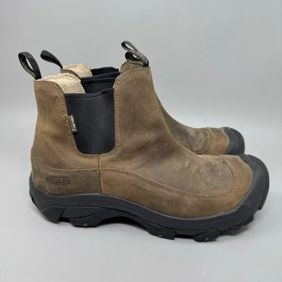 Keen Anchorage Mens Sz 12 Brown Outdoor Leather Waterproof Pull On Boots 1002758