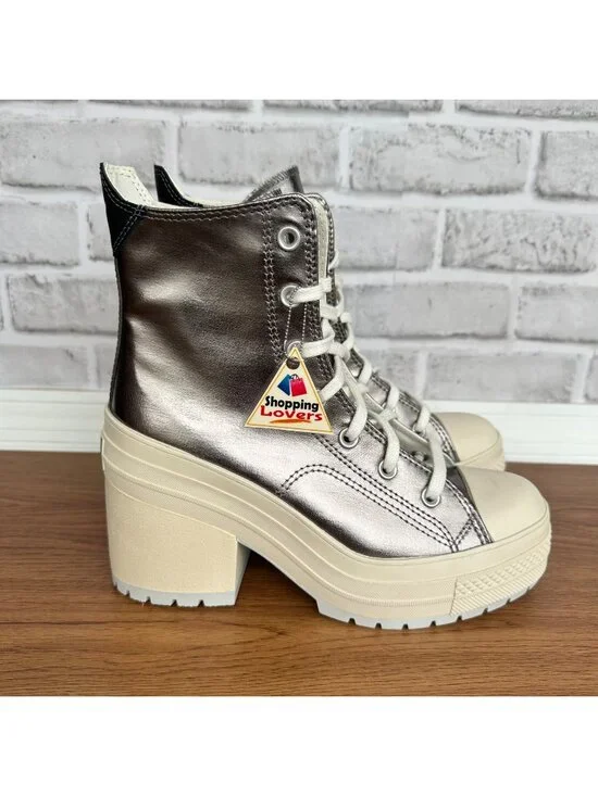 ⭐Converse Chuck 70 De Luxe Heel Sz 5 Mens Shoes Sneakers Metallic Silver A09896C