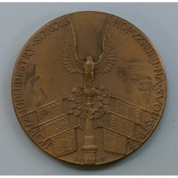 Antique 1925 Czechoslovakia Community Medal Rare Czech Republic History Artifact